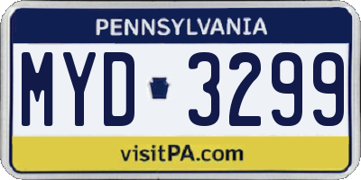 PA license plate MYD3299