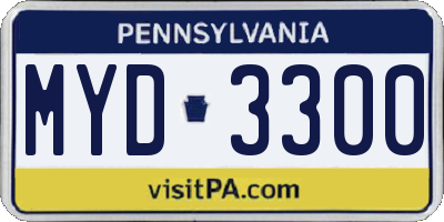 PA license plate MYD3300