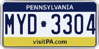 PA license plate MYD3304