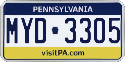 PA license plate MYD3305