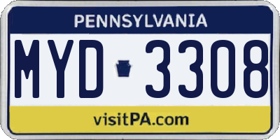 PA license plate MYD3308
