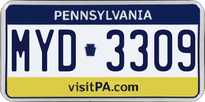 PA license plate MYD3309