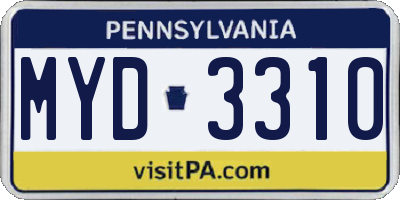PA license plate MYD3310