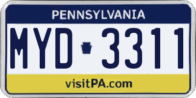PA license plate MYD3311