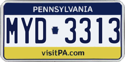 PA license plate MYD3313