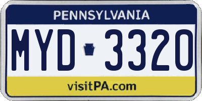 PA license plate MYD3320