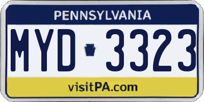 PA license plate MYD3323