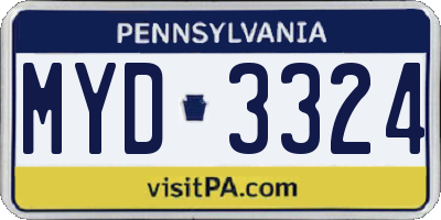 PA license plate MYD3324