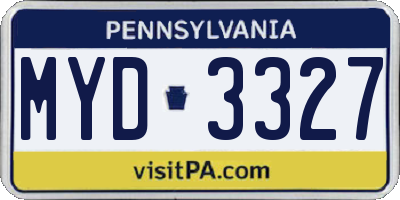 PA license plate MYD3327