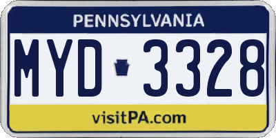 PA license plate MYD3328