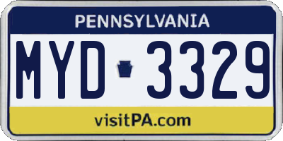 PA license plate MYD3329
