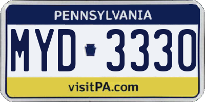PA license plate MYD3330