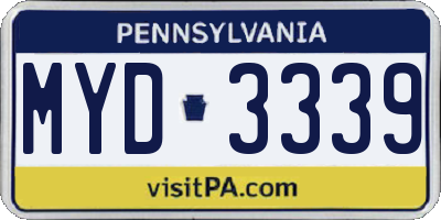 PA license plate MYD3339