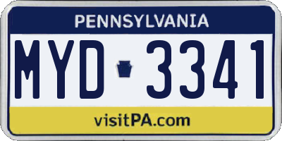 PA license plate MYD3341