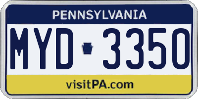PA license plate MYD3350