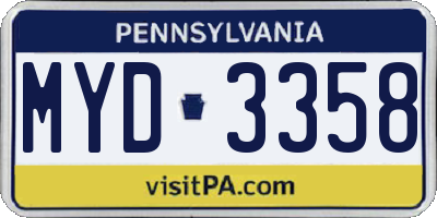 PA license plate MYD3358