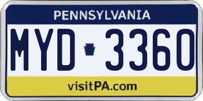 PA license plate MYD3360