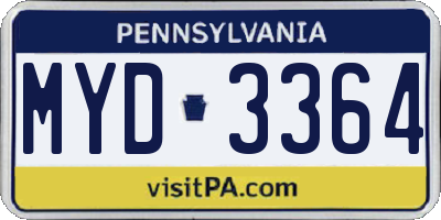 PA license plate MYD3364