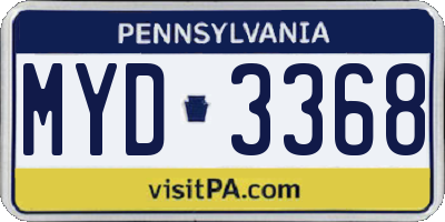 PA license plate MYD3368