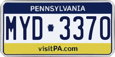 PA license plate MYD3370