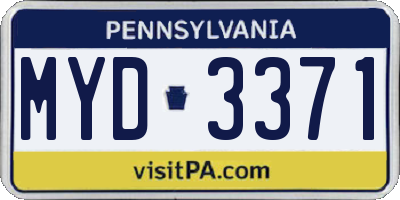 PA license plate MYD3371
