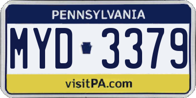 PA license plate MYD3379