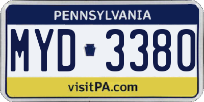PA license plate MYD3380