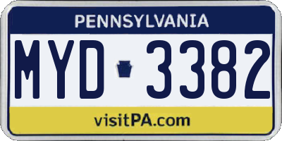 PA license plate MYD3382