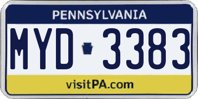 PA license plate MYD3383