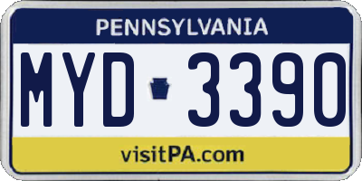PA license plate MYD3390