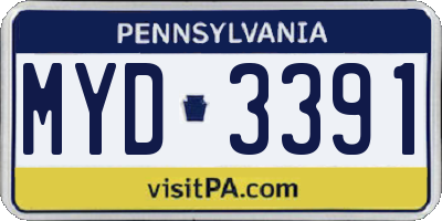 PA license plate MYD3391