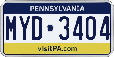 PA license plate MYD3404