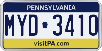 PA license plate MYD3410