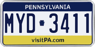 PA license plate MYD3411
