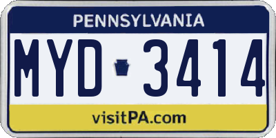 PA license plate MYD3414