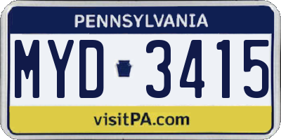 PA license plate MYD3415