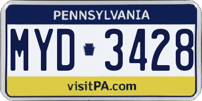 PA license plate MYD3428