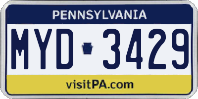 PA license plate MYD3429
