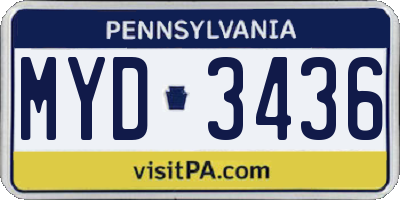 PA license plate MYD3436