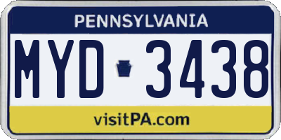PA license plate MYD3438
