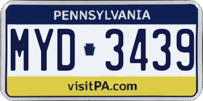 PA license plate MYD3439