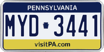 PA license plate MYD3441