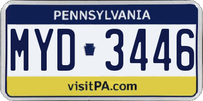 PA license plate MYD3446