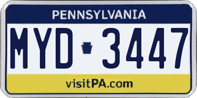 PA license plate MYD3447