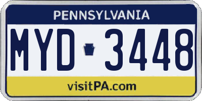 PA license plate MYD3448