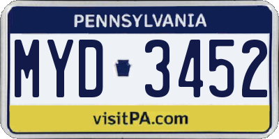PA license plate MYD3452