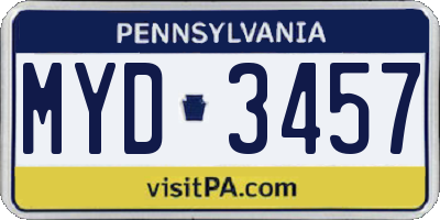 PA license plate MYD3457