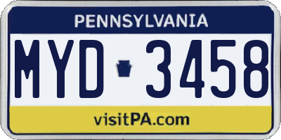 PA license plate MYD3458