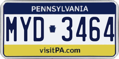 PA license plate MYD3464