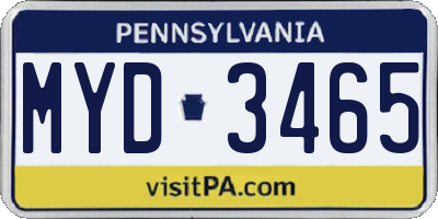 PA license plate MYD3465